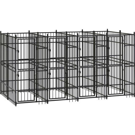 Chenil d'extérieur pour chiens  Parc Enclos pour Chiens  Cage Nich Acier 7,37 m² REBSW997898