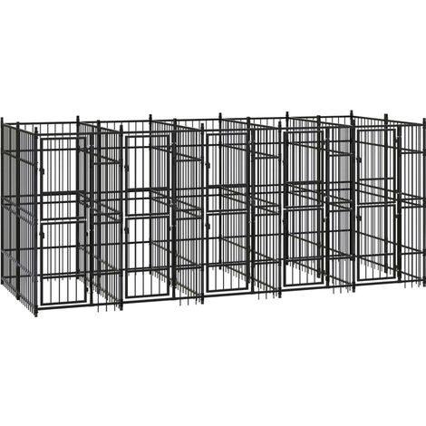 Chenil d'extérieur pour chiens  Parc Enclos pour Chiens  Cage Nich Acier 9,22 m² REBSW172110