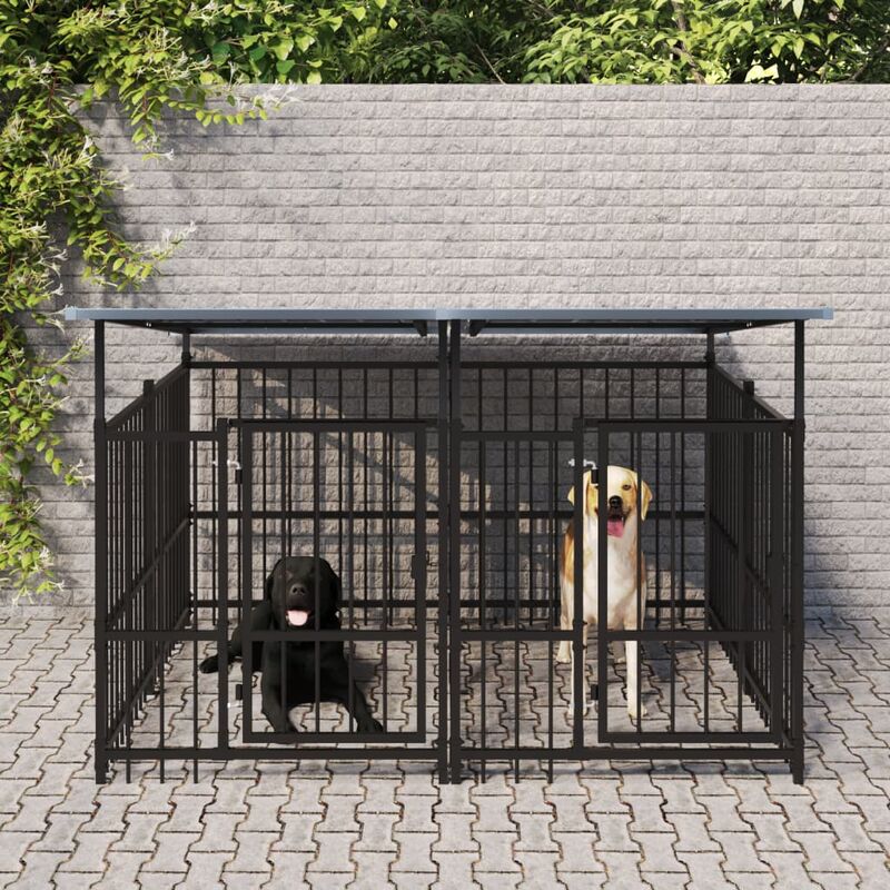 Vidaxl - Gabbed pour une clôture de cage pour chiens extérieurs avec un toit en acier de taille différente taille : 200 x 198 x 128 cm