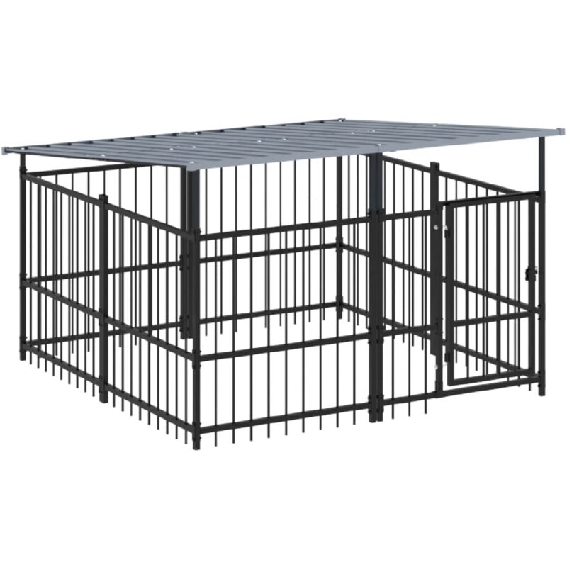 Vidaxl - Chenil d'extérieur avec toit pour chiens Acier 3,75 m²
