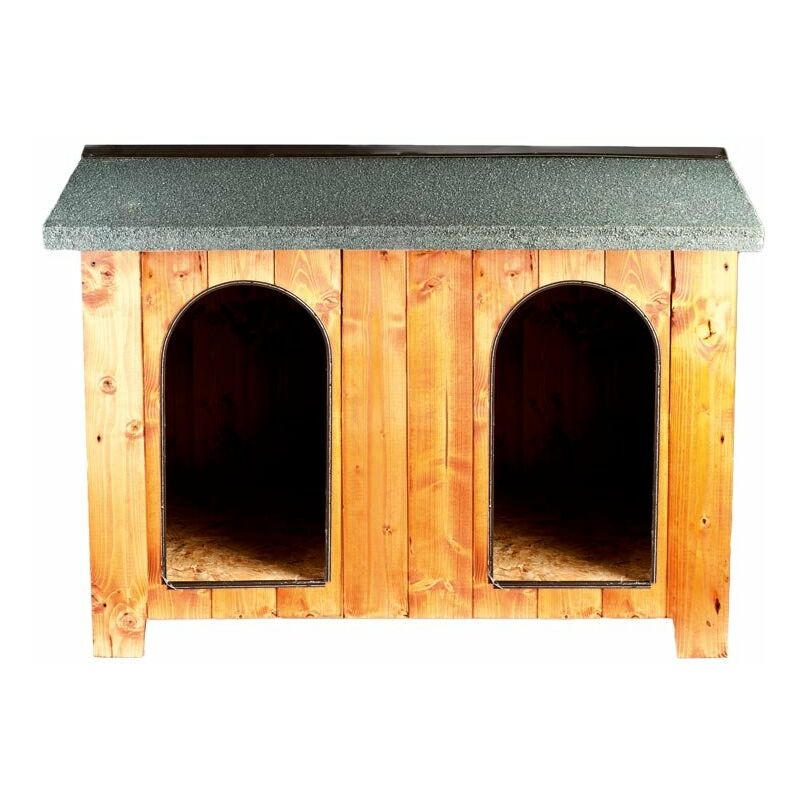 Chenil double en bois extérieur de haute qualité pour chiens modèle CHALET avec plancher surélevé et déperlant