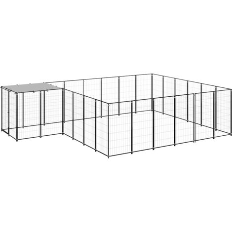 Chenil, Enclos Parc Cage pour animaux Noir 12,1 m² Acier LKF64251