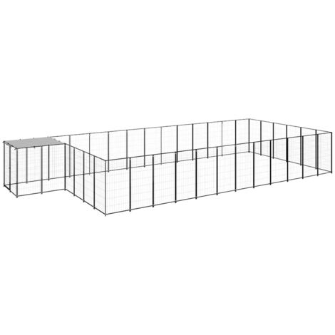 Chenil, Enclos Parc Cage pour animaux Noir 22,99 m² Acier LKF55558