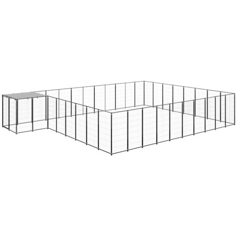 Chenil, Enclos Parc Cage pour animaux Noir 25,41 m² Acier LKF50019