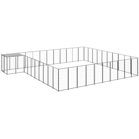 Chenil Enclos Parc Cage pour chien  Noir 31,46 m² Acier 71701