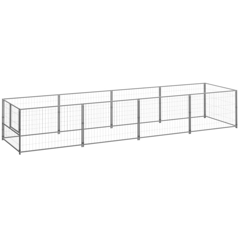 Chenil, Enclos pour chiens,Meuble de cage pour chiens Argenté 4 m² Acier FR812046 design in