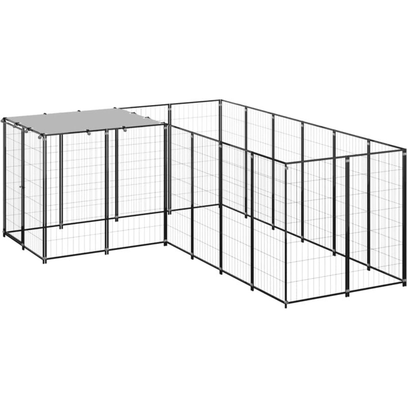 Chenil, Enclos pour chiens,Meuble de cage pour chiens Noir 4,84 m² Acier FR658970 DESIGN IN