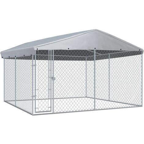 Chenil extérieur avec toit  Parc Enclos pour Chiens  Cage Nich pour chiens 382x382x225 cm REBSW385719