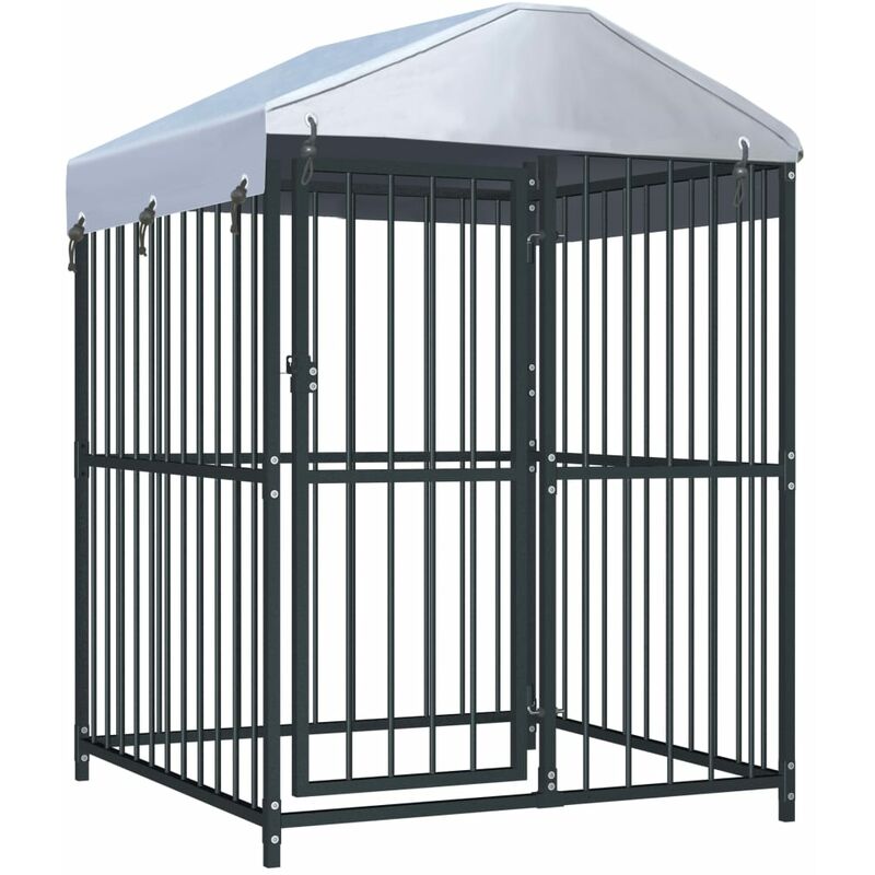 Chenil extérieur avec toit pour chiens 120 x 120 x 150 cm