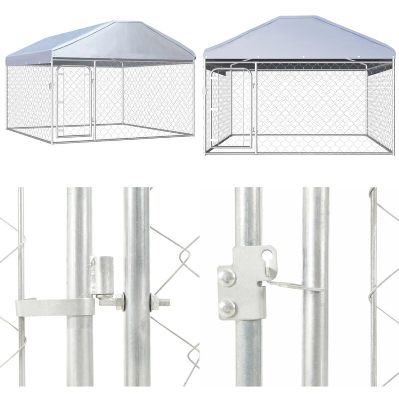 Vidaxl - Chenil extérieur avec toit pour chiens 200 x 200 x 135 cm - Chenil Exterieur - Abri Chien - Niche Chien - Maison Chien - Chien Sécurisé