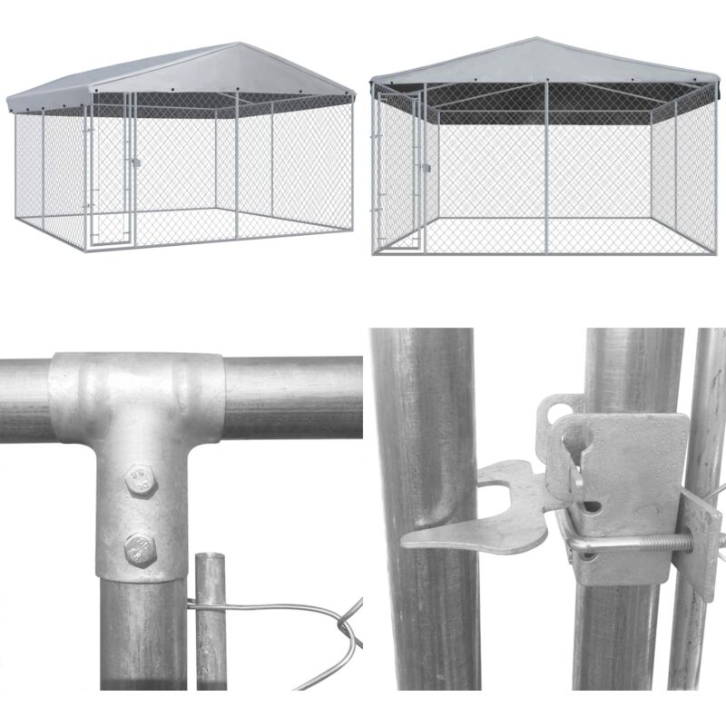 Vidaxl - Chenil extérieur avec toit pour chiens 382x382x225 cm - Chenil Pour Chien - Abri Chien - Espace Jeux Chien - Chien Exterieur - Niche Chien
