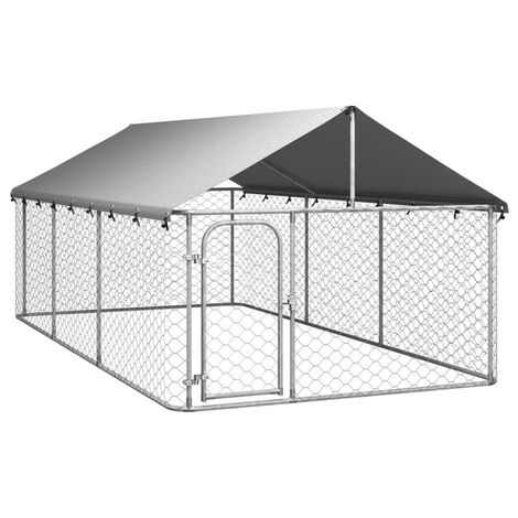 Chenil extérieur avec toit pour chiens 400x200x150 cm – Acier galvanisé résistant aux intempéries – Système de verrouillage sécurisé – Fimei