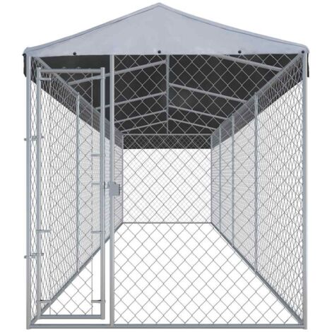 Chenil extérieur avec toit pour chiens 760x190x225 cm