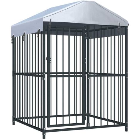 Chenil extérieur avec toit pour chiens-Abri pour chien-Cage pour chien 120 x 120 x 150 cm 817019