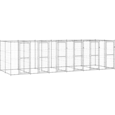 Chenil extérieur  Parc Enclos pour Chiens  Cage NichAcier galvanisé 14,52 m² REBSW875294