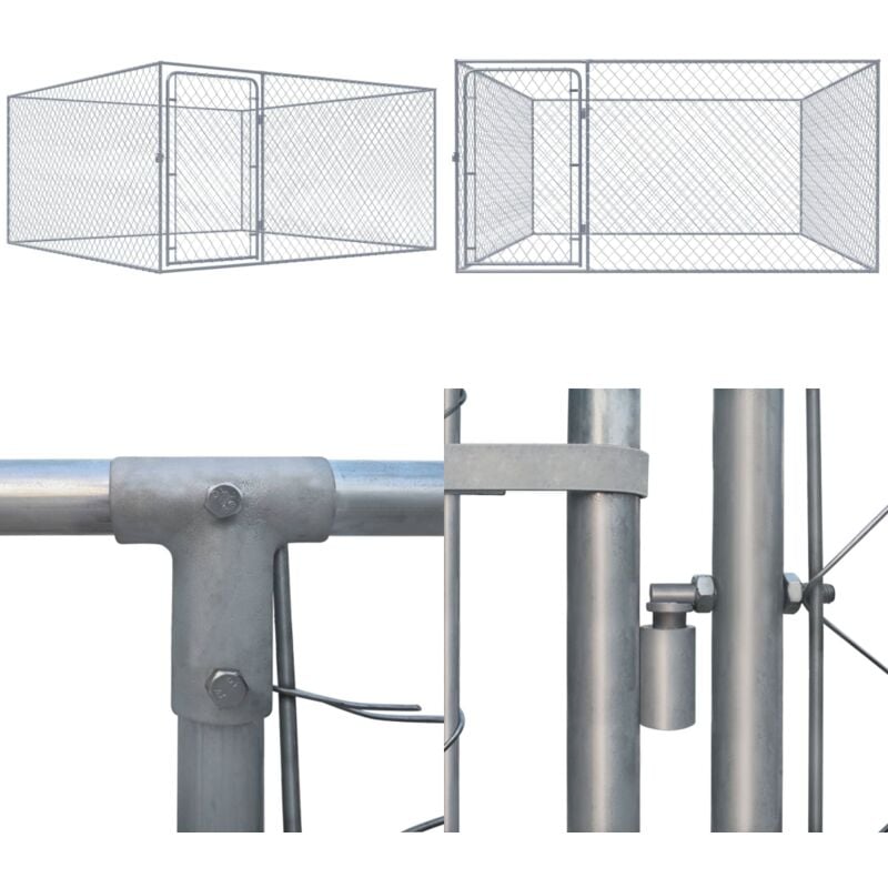 Vidaxl - Chenil extérieur pour chiens Acier galvanisé 2x2x1 m - Chenil Pour Chien - Abri Chien - Espace Chien - Jardin Animalier - Aire De Jeux Chien