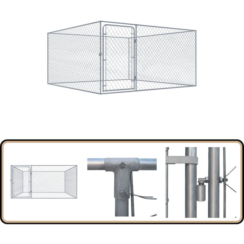 Vidaxl - Chenil extérieur pour chiens Acier galvanisé 2x2x1 m - Chenil Pour Chien - Abri Chien - Espace Chien - Jardin Animalier - Aire De Jeux Chien