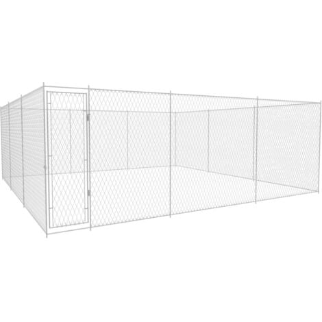 Chenil extérieur pour chiens Clôture pour chien Acier galvanisé 570x570x185 cm