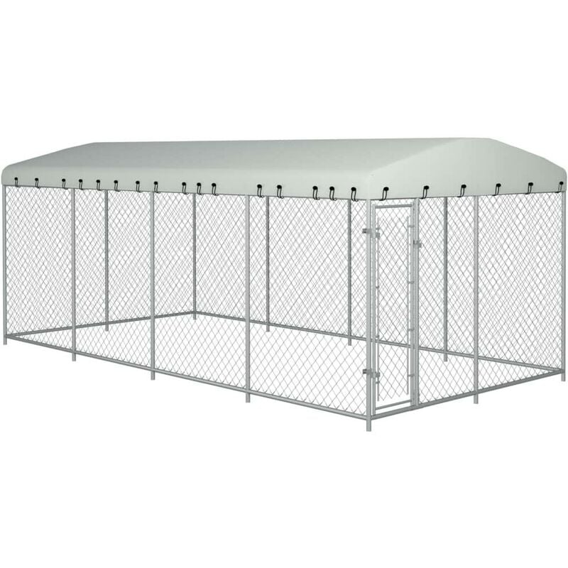 Chenil extérieur cage enclos parc animaux chien extérieur avec toit pour chiens 8 x 4 x 2 m