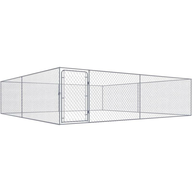 Helloshop26 - Chenil extérieur cage enclos parc animaux chien extérieur pour chiens acier galvanisé 4 x 4 x 1 m