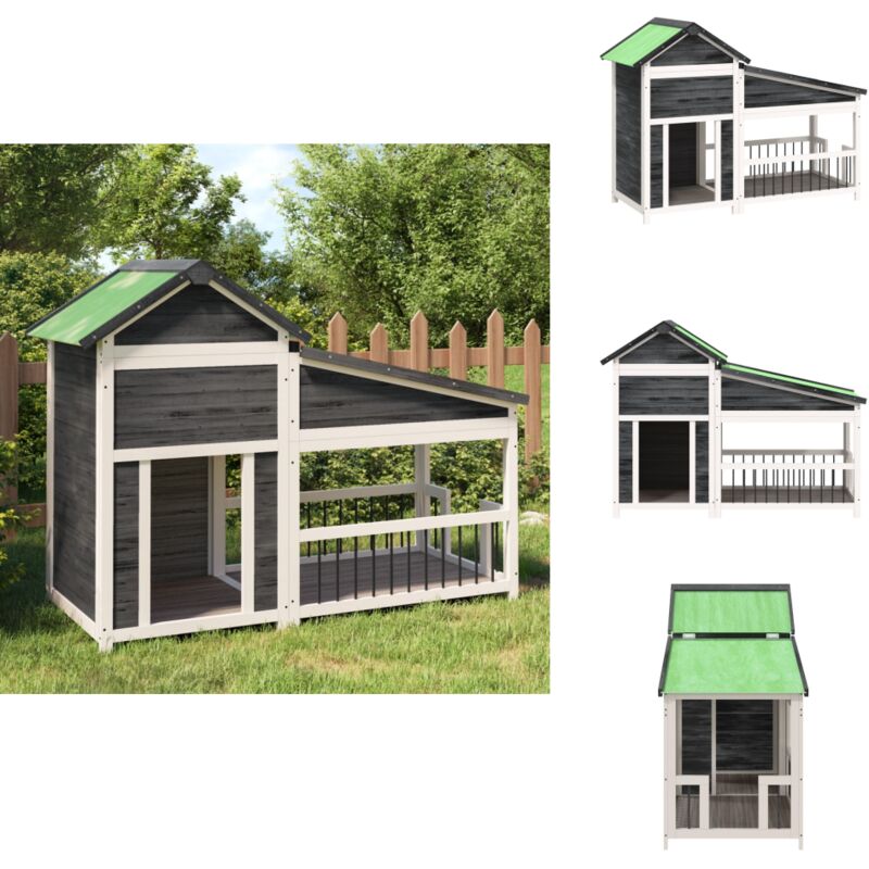 Vidaxl - Chenil gris 143x60,5x109 cm bois de pin solide - Niche Pour Chien - Chenil Extérieur - Abri Pour Chien - Maison Pour Chien - Refuge Animalier