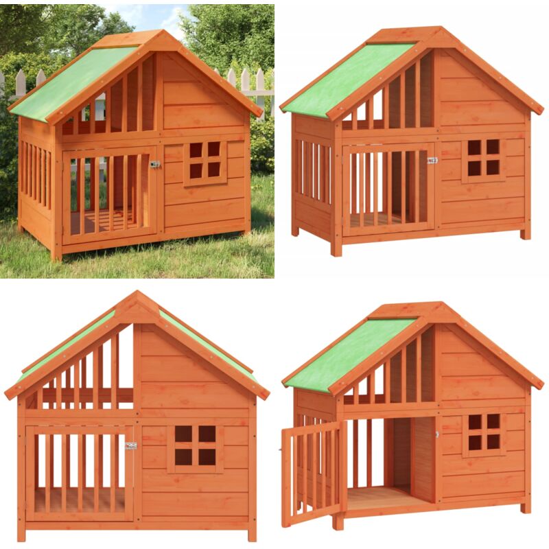 Vidaxl - Chenil marron 96x60,5x87 cm bois de pin solide - Niche Pour Chien - Chenil Extérieur - Abri Pour Chien - Maison Pour Chien - Refuge Pour