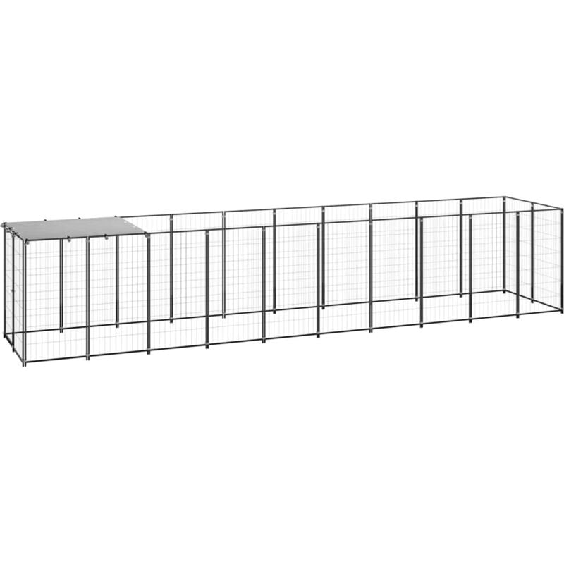 Vidaxl - Chenil Noir 6,05 m² Acier