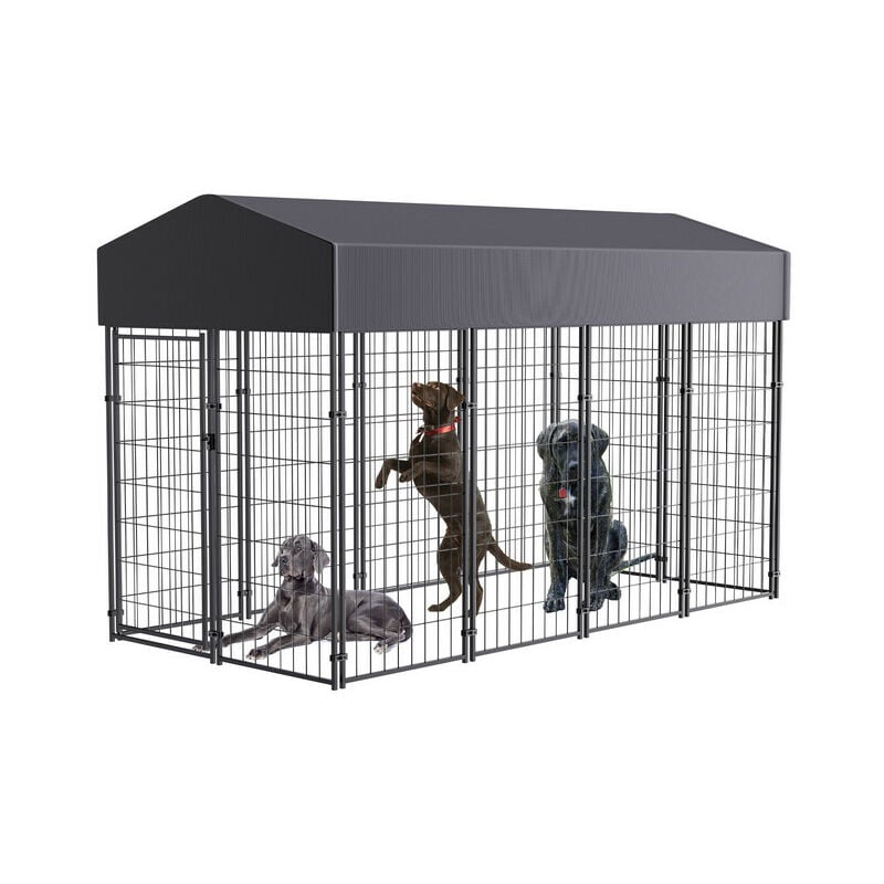 Bingo Paw - Chenil pour Chien Éxterieur Cage Chein xxl Enclos pour Chiens Parc en Métal avec Toit Tissu Oxford - l - 249x160x125CM