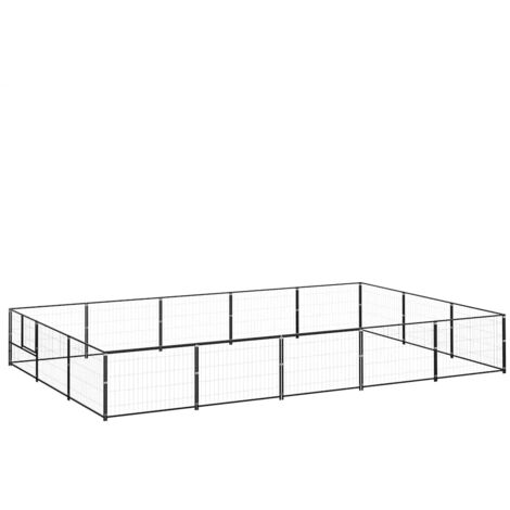 Chenil pour chiens - Parc enclos pour animaux Noir 15 m² Acier BV397790 - BonneVie