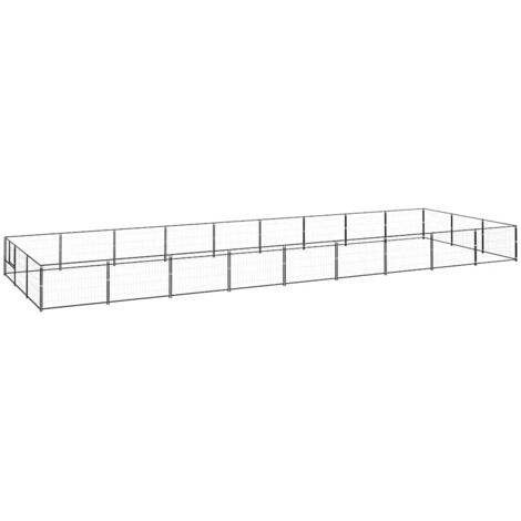 Chenil pour chiens - Parc enclos pour animaux Noir 27 m² Acier BV826619 - BonneVie