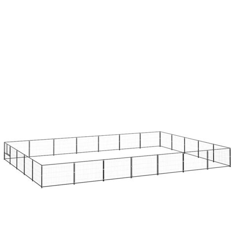 Chenil pour chiens - Parc enclos pour animaux Noir 35 m² Acier BV934719 - BonneVie