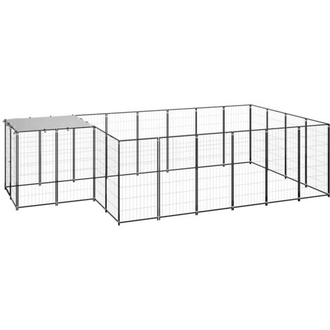 Chenil pour chiens - Parc enclos pour animaux Noir 8,47 m² Acier BV336928 - BonneVie