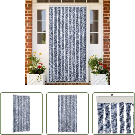 Chenilla -  Cortina antimoscas chenilla azul y blanco 100x230 cm