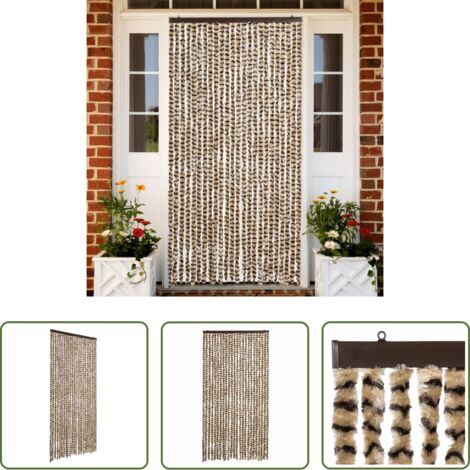 Chenilla -  Cortina antimoscas chenilla beige y marrón 100x200 cm