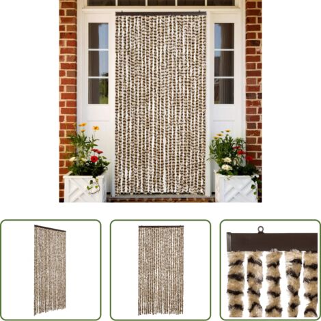 Chenilla -  Cortina antimoscas chenilla beige y marrón 100x230 cm
