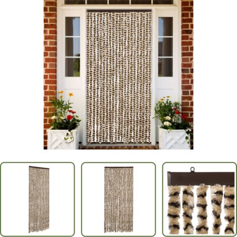 Chenilla -  Cortina antimoscas chenilla beige y marrón 90x200 cm