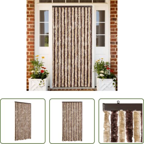 Chenilla -  Cortina antimoscas chenilla beige y marrón claro 100x230 cm