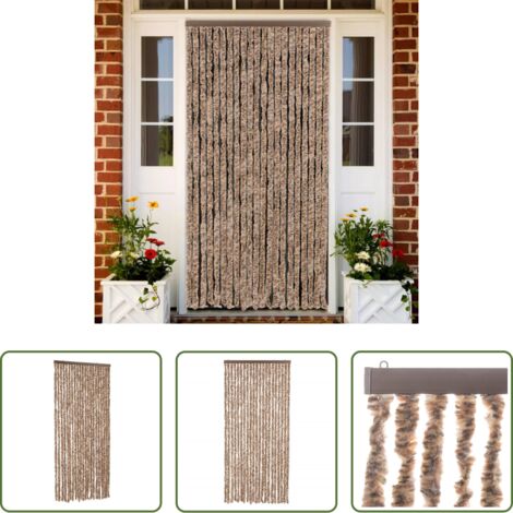 Chenilla -  Cortina antimoscas chenilla beige y marrón oscuro 90x200 cm