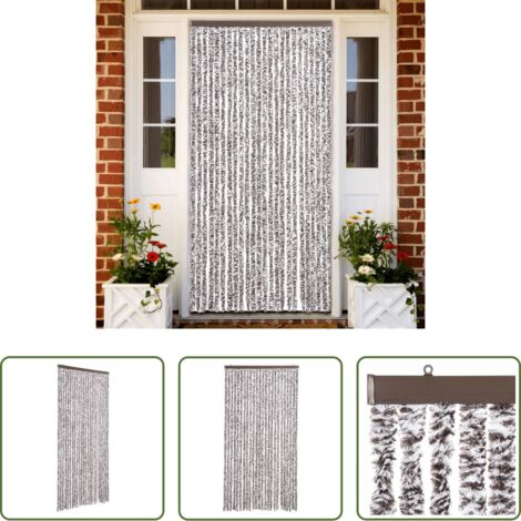 Chenilla -  Cortina antimoscas chenilla marrón y beige 100x200 cm
