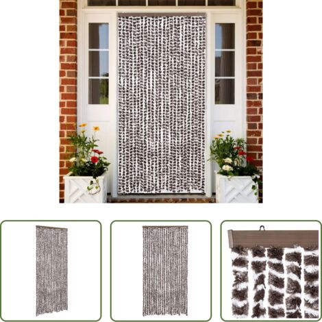 Chenilla -  Cortina antimoscas chenilla marrón y blanco 100x230 cm