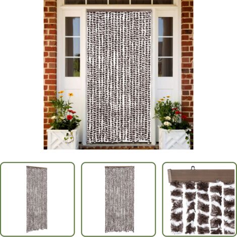 Chenilla -  Cortina antimoscas chenilla marrón y blanco 90x200 cm