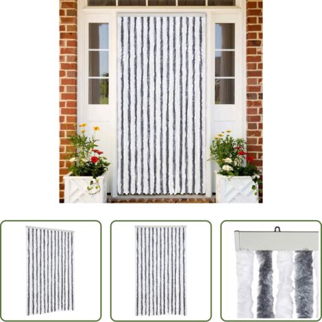 Chenilla -  Cortina mosquitera chenilla gris y blanco 118x220 cm