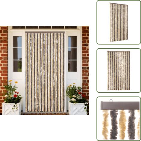 Chenilla - vidaXL Cortina antimoscas chenilla marrón oscuro y beige 100x230 cm - Polipropileno