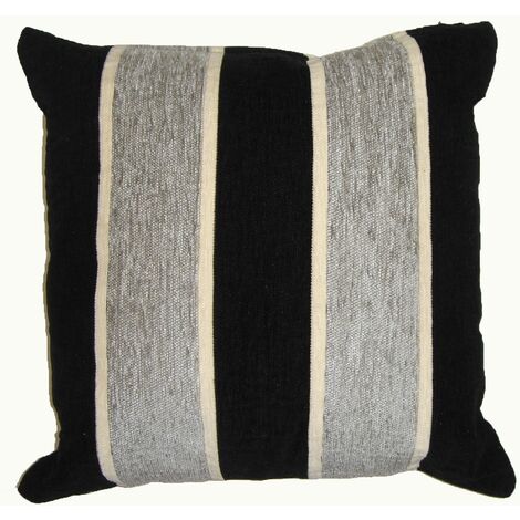 Chenille grey striped cushion cover 45x45cm -R