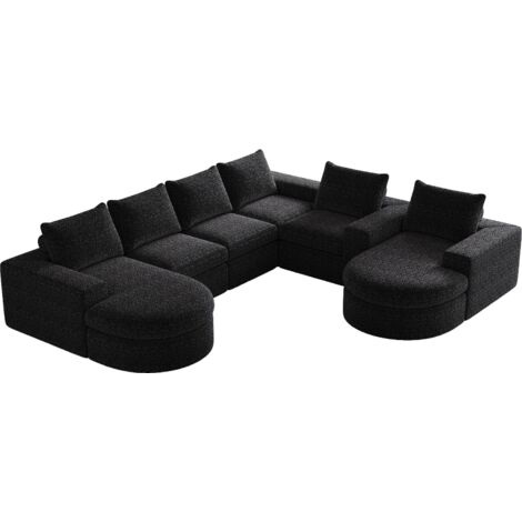 Chenille-Sofa mit gebogenen Elementen und Liegestuhl, vollständig komprimiert und ohne Gestell, modulares Kombinationssofa L-Liegestuhl, Schaumstoff-Kompressionssofa, zweiteiliges Set