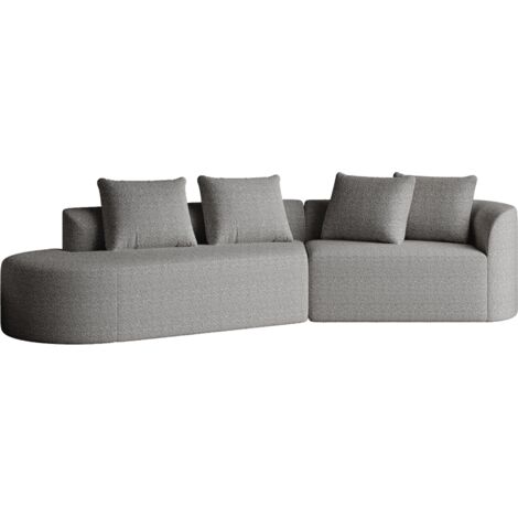Chenille sofa Modernes, gepolstertes, übergroßes Ecksofa, 4-Sitzer, extra tiefer und breiter Sitz, geschwungene Wolkencouch mit 4 Zierkissen, frei kombinierbares Sofa für Wohnzimmer und Schlafzimmer