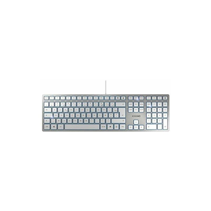 

KC 6000 Slim teclado USB AZERTY Francés Plata, Blanco - Cherry