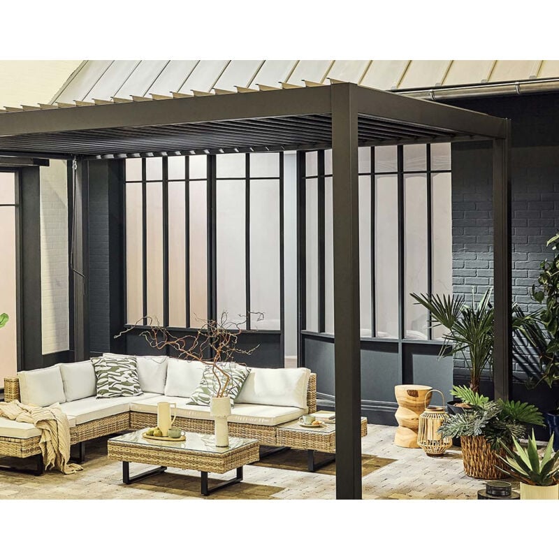 Bestmobilier - Cherry - pergola bioclimatique - aluminium - 3x3m - gris anthracite - gris anthracite