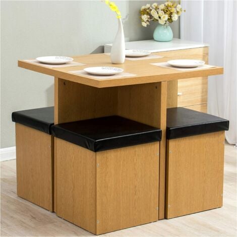 Cherry Tree Furniture 5 Piece Dining Table And 4 Stools Oak Faux Leather Room Set Cherry Tree Furniture 5 Piece Dining Table And 4 Stools Oak Faux Leather Room Set