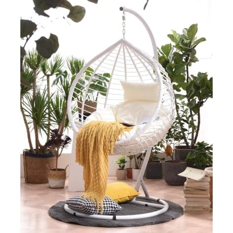 main image of "Cherry Tree Furniture Breeze White Rattan Effect Hanging Egg Chair"